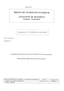 Btsenvebat 2001 sciences du batiment