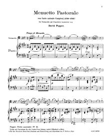 Partition de piano, Menuetto Pastorale, E major, Campioni, Carlo Antonio