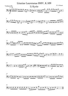 Partition violoncelles (aussi Basses), Litaniae Lauretanae, Litaniae de Beata Maria Virgine