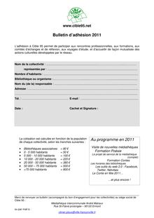 Bulletin d'adhésion 2011 Au programme en 2011