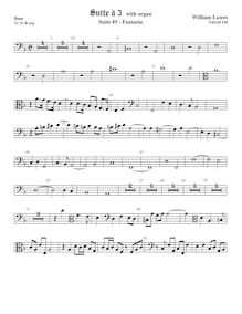 Partition viole de basse,  No.5 pour 3 violes de gambe et orgue