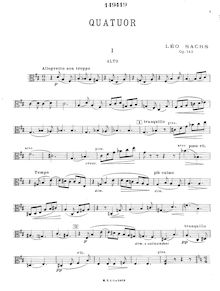 Partition viole de gambe, corde quatuor, Op.143, D major, Sachs, Léo