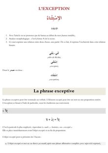 Les particules d exception en arabe