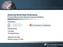Achieving World-Class Performance Procurement Benchmark Results Executive Briefing