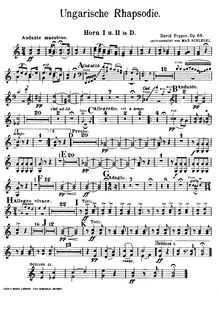 Partition cornes 1/2,  3/4 (en D), Hungarian Rhapsody, Op.68, Ungarische Rhapsodie