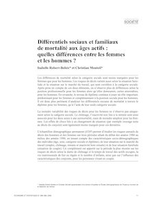 Différentiels sociaux et familiaux de mortalité aux âges actifs : quelles différences entre les femmes et les hommes ? - article ; n°1 ; vol.398, pg 11-31