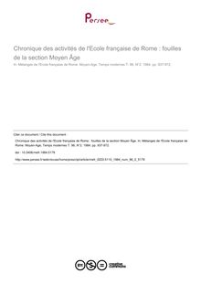 Chronique des activités de l Ecole française de Rome : fouilles de la section Moyen Âge - article ; n°2 ; vol.96, pg 937-972
