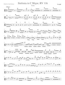 Partition viole de gambe, Sinfonia en C major, C major, Vivaldi, Antonio
