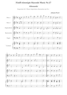 Partition No.17: Allemande - Score et parties, Sonaten für 3 Posaunen und 2 Zinken