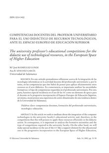Competencias docentes del profesor universitario para el uso didáctico de recursos tecnológicos, ante el Espacio Europeo de Educación Superior
