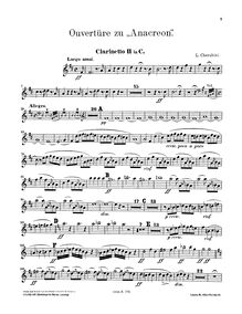 Partition clarinette 2 en C, Anacréon, ou L’amour fugitif, Opéra-ballet en deux actes