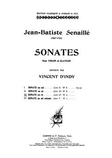 Partition complète, 4th Book of 10 violon sonates, Quatrièmme Livre de 10  Sonates à violon seul avec la basse continue