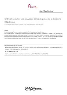 Ordre et sécurité. Les nouveaux corps de police de la troisième République - article ; n°1 ; vol.39, pg 23-37