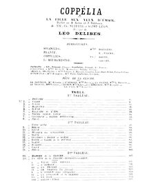 Partition complète, Coppélia, ou La fille aux yeux d émail, Ballet en deux actes et trois tableaux par Léo Delibes