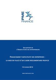 Financement participatif des entreprises : La mise en place d’un cadre reglementaire propice