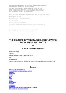 The Culture of Vegetables and Flowers From Seeds and Roots - 16th Edition