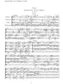 Partition complète, corde quatuor No.19, Dissonance Quartet ; Dissonant Quartet par Wolfgang Amadeus Mozart