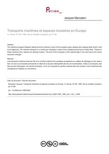 Transports maritimes et espaces insulaires en Europe - article ; n°1 ; vol.145, pg 61-68