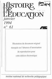 revue HISTOIRE DE L'EDUCATION