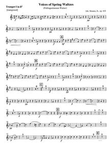 Partition trompettes 1, 2 en B ♭, voix of Spring, Strauss Jr., Johann