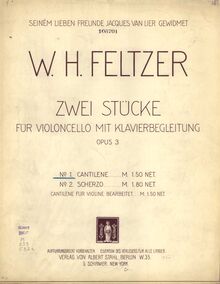 Partition couverture couleur, 2 Stücke, Op.3, 2 Pieces, Op.3, Feltzer, Willem