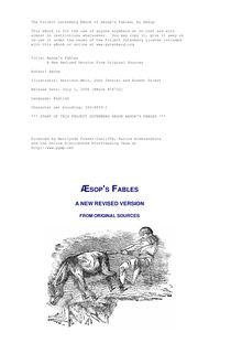 Aesop s Fables - A New Revised Version From Original Sources