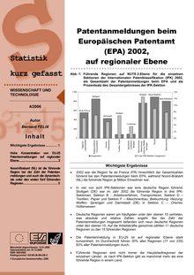 Patentanmeldungen beim Europäischen Patentamt (EPA) 2002, auf regionaler Ebene