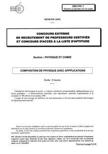 Composition de physique avec applications 2009 CAPES de physique-chimie CAPES (Externe)