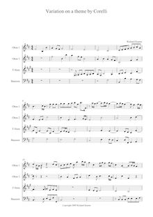 Partition complète, Variation on a theme by Corelli, Fugata, Kearns, Richard