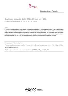 Quelques aspects de la Côte d Ivoire en 1919. - article ; n°50 ; vol.13, pg 239-274