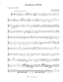 Partition clarinette 3, Symphony No.29, B♭ major, Rondeau, Michel par Michel Rondeau