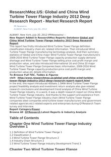 ResearchMoz.US: Global and China Wind Turbine Tower Flange Industry 2012 Deep Research Report - Market Research Report