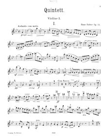 Partition violon 1 , partie, Piano quintette, G minor, Huber, Hans