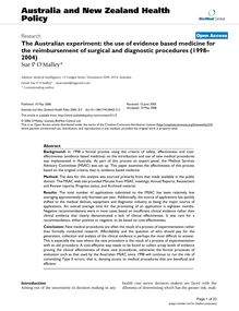 The Australian experiment: the use of evidence based medicine for the reimbursement of surgical and diagnostic procedures (1998–2004)