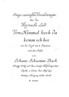 Partition Published Version, BWV 769, Vom himmel hoch, da komm ich her