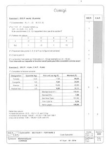 Corrige BEP DISTRIBUTION Mathematiques  2000 DCEA