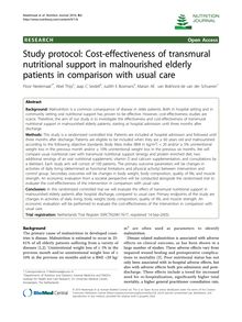 Study protocol: Cost-effectiveness of transmural nutritional support in malnourished elderly patients in comparison with usual care