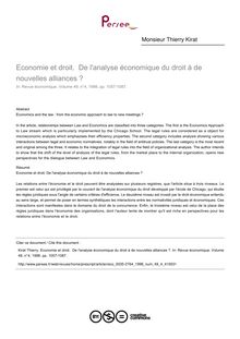 Economie et droit.  De l analyse économique du droit à de nouvelles alliances ? - article ; n°4 ; vol.49, pg 1057-1087