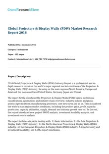 Global Projectors & Display Walls (PDW) Market by Regions (North America, Europe) Research Report 2016