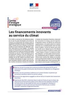 Les financements innovants au service du climat.