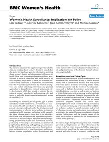Women s Health Surveillance: Implications for Policy