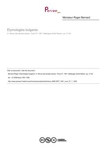Étymologies bulgares - article ; n°1 ; vol.27, pg 31-40