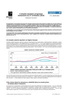 L’emploi aquitain progresse lentement au 3e trimestre 2010