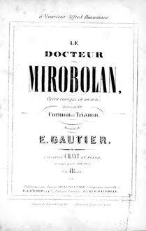 Partition complète, Le docteur Mirobolan, Opéra-comique en un acte