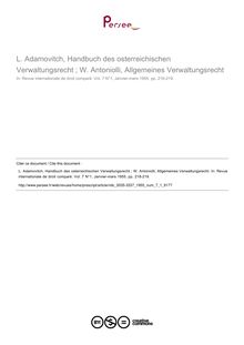L. Adamovitch, Handbuch des osterreichischen Verwaltungsrecht ; W. Antoniolli, Allgemeines Verwaltungsrecht - note biblio ; n°1 ; vol.7, pg 218-219