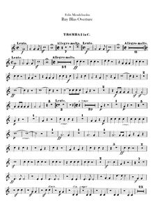 Partition trompette 1, 2, Ruy Blas Overture, Op.95, Mendelssohn, Felix