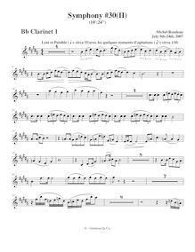 Partition clarinette 1, Symphony No.30, A major, Rondeau, Michel par Michel Rondeau
