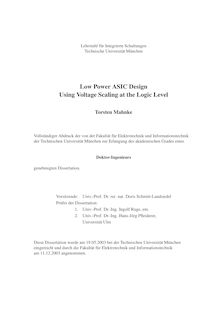 Low power ASIC design using voltage scaling at the logic level [Elektronische Ressource] / Torsten Mahnke