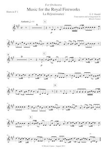 Partition cor 1 (F), Music pour pour Royal Fireworks, Fireworks Music par George Frideric Handel