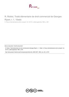 R. Roblot, Traité élémentaire de droit commercial de Georges Ripert, t. 1, 10eéd. - note biblio ; n°3 ; vol.32, pg 681-681